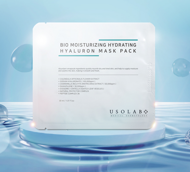 Usolab Bio Moisturizing Hydrating Hyaluron Mask Pack - Тканинна маска для обличчя з гіалуроновою кислотою та пептидами 30 мл (1шт) 212 фото